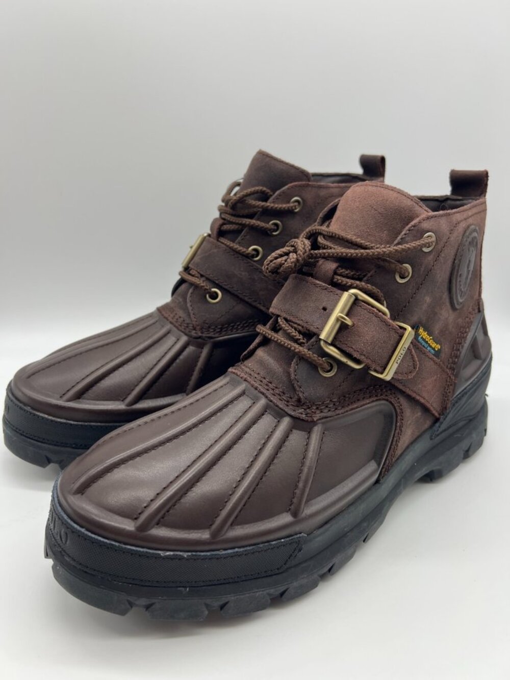 New Mens Polo Ralph Lauren Brown Low Waterproof Leather Suede Boots Sz11.5,13,14